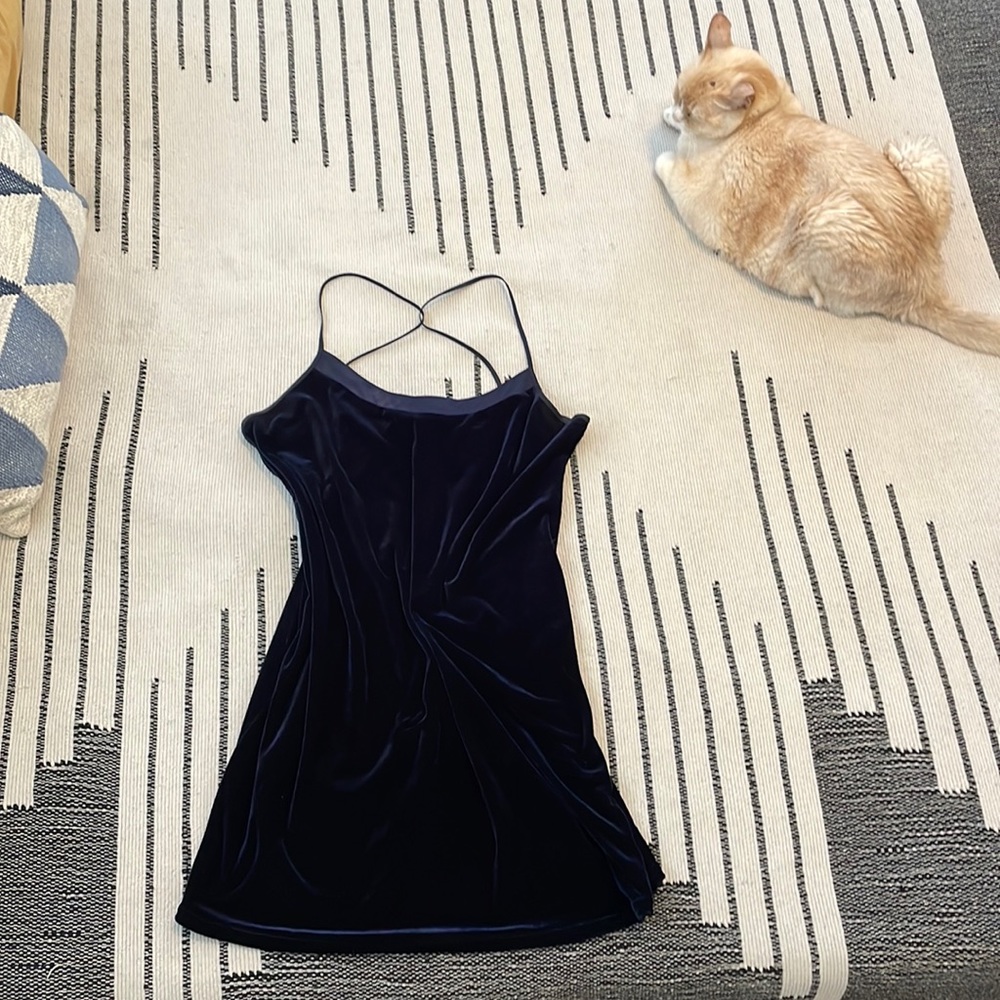 California Dynasty Spaghetti Strap Velvet Mini Dress